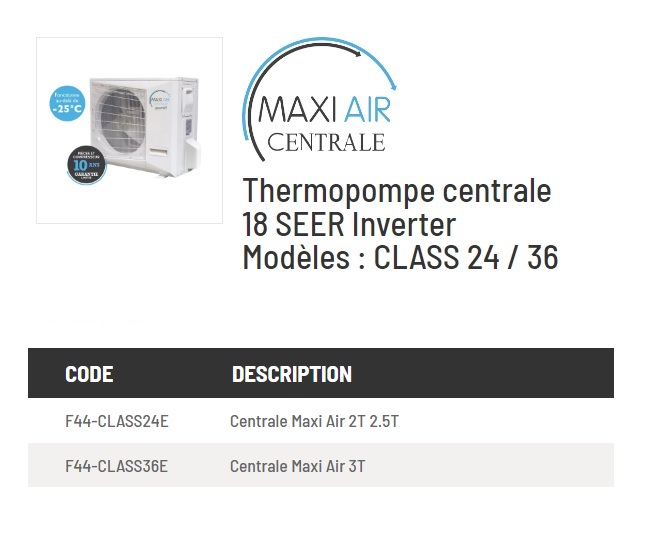 Thermopompe MAXI AIR